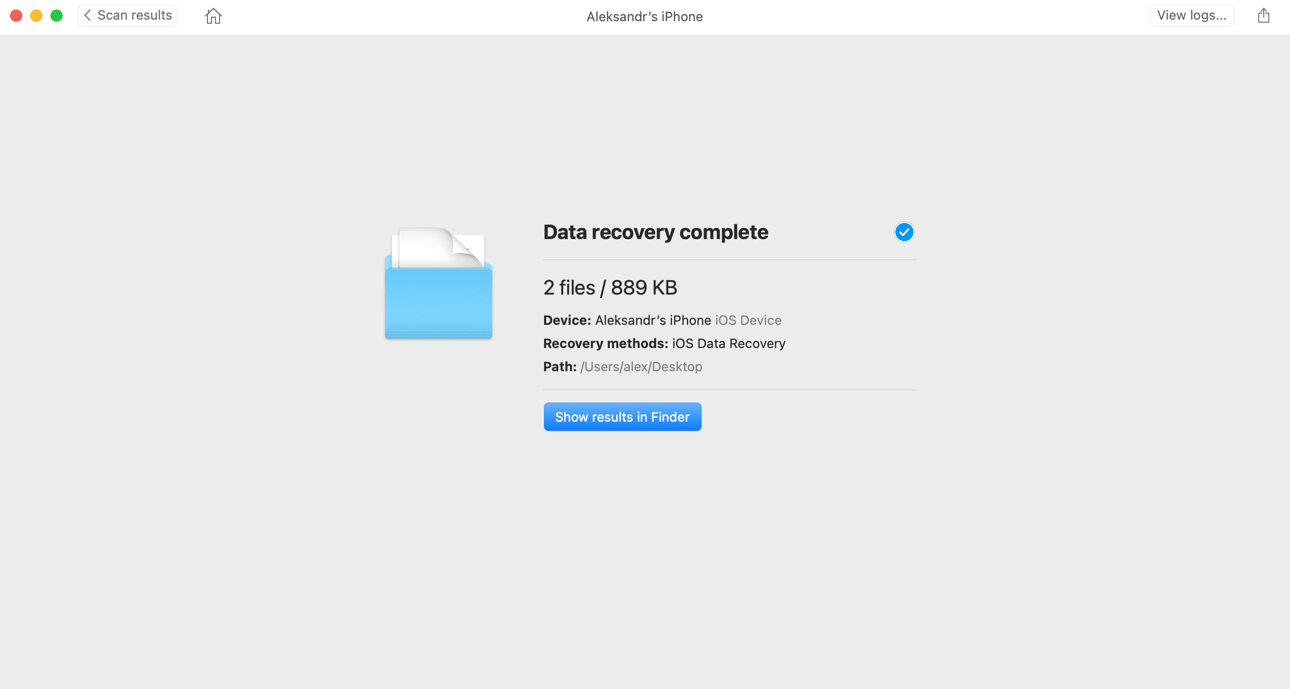 recover selected files to safe location