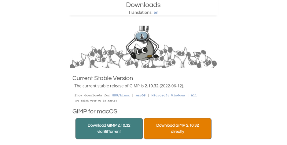 gimp download choices