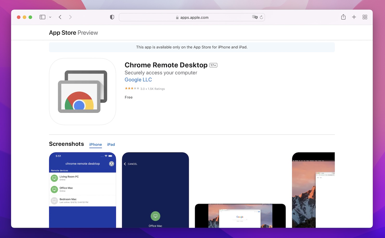 Chrome Remote Desktop screenshot