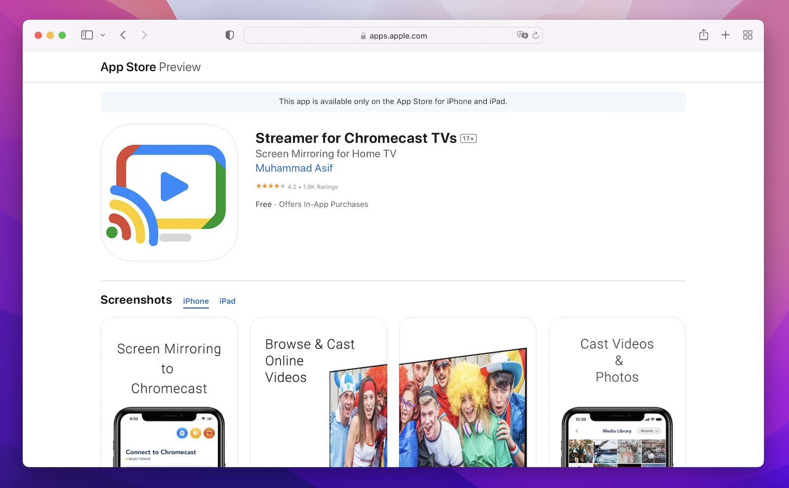 Streamer for Chromecast TVs screenshot