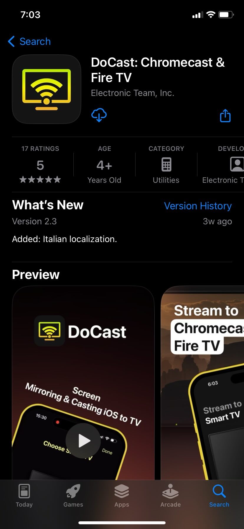 Download DoCast from the App Store and launch it