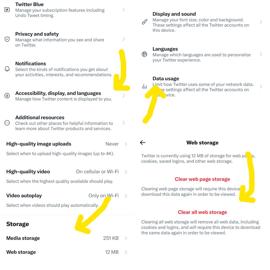 how to clear Twitter cache on iPhone