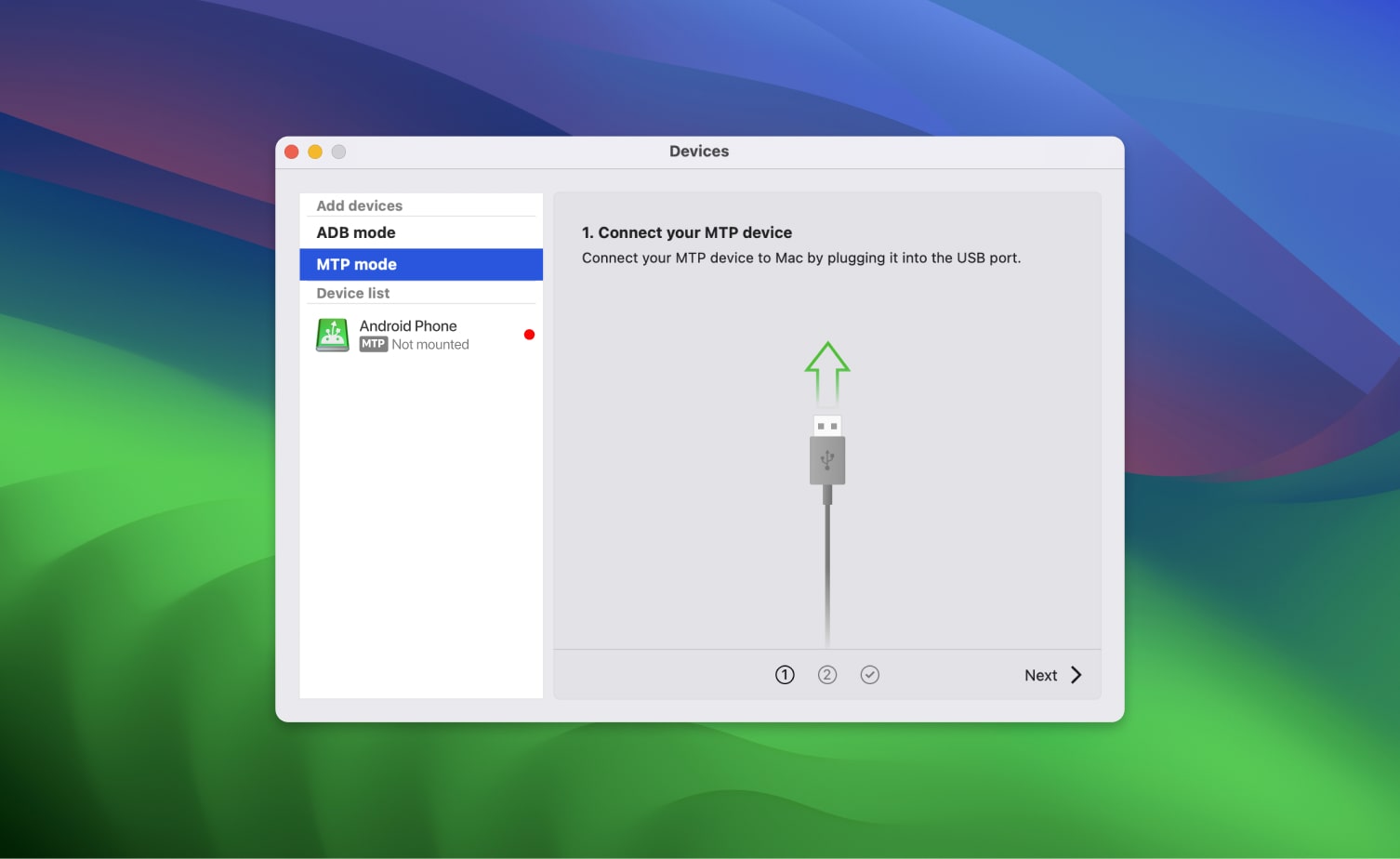 Connect your Android to a Mac with MTP mode in Macdroid 