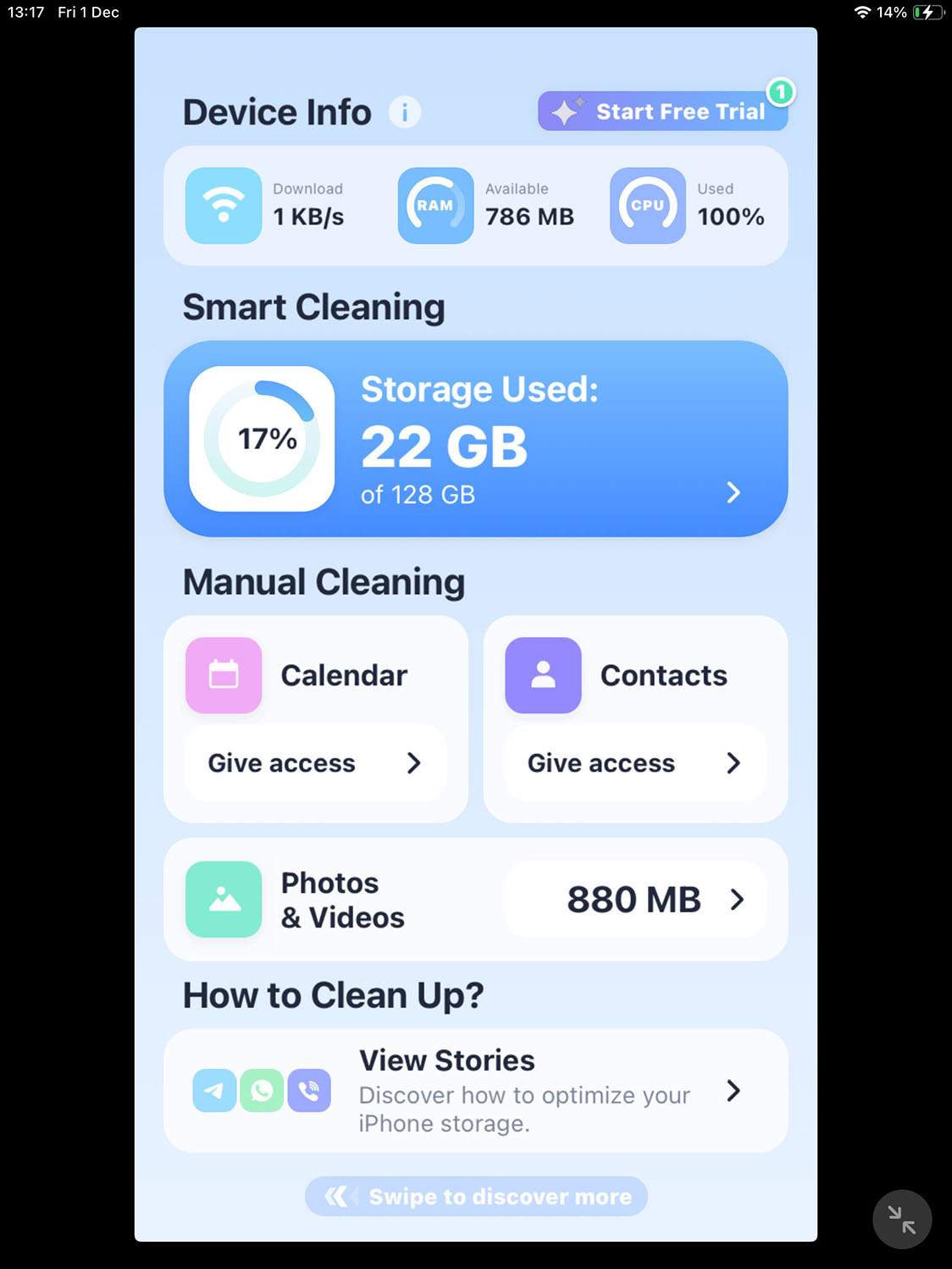 Cleanr Kit on iPad
