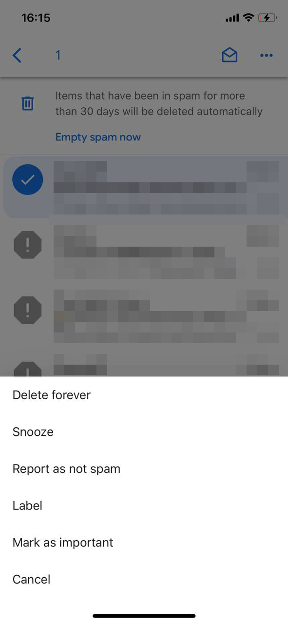 delete single mail gmail
