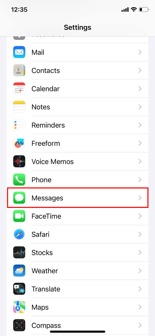 select messages in settings