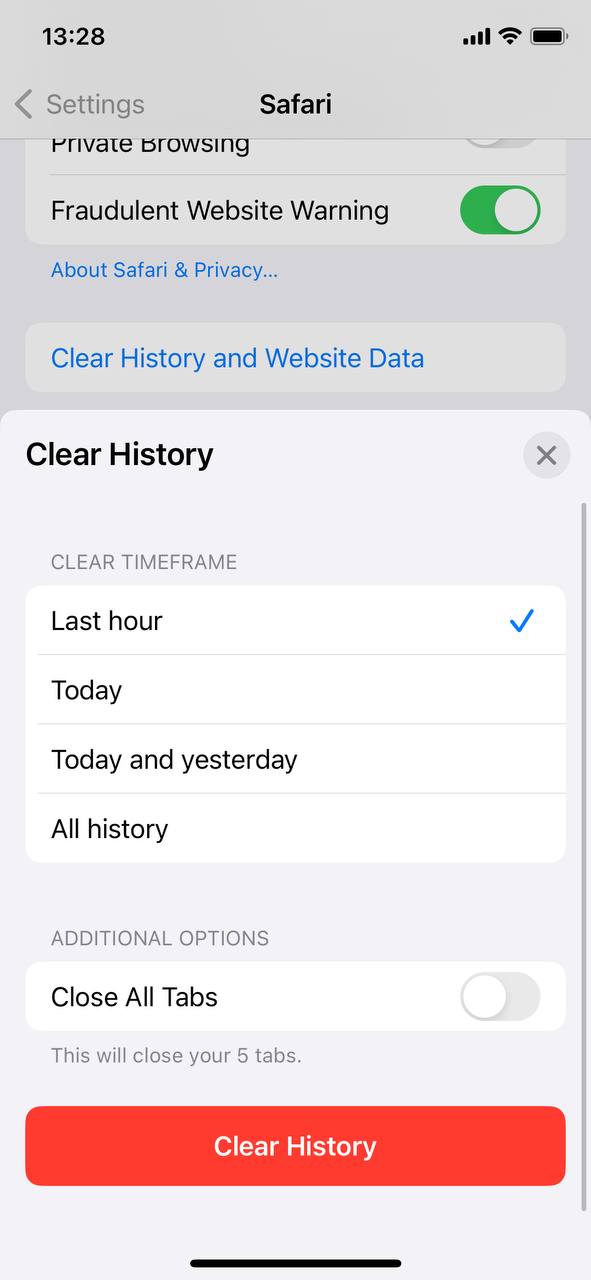Clear Browser Data