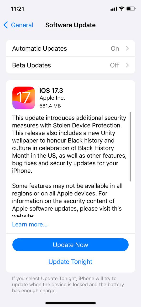 software update available