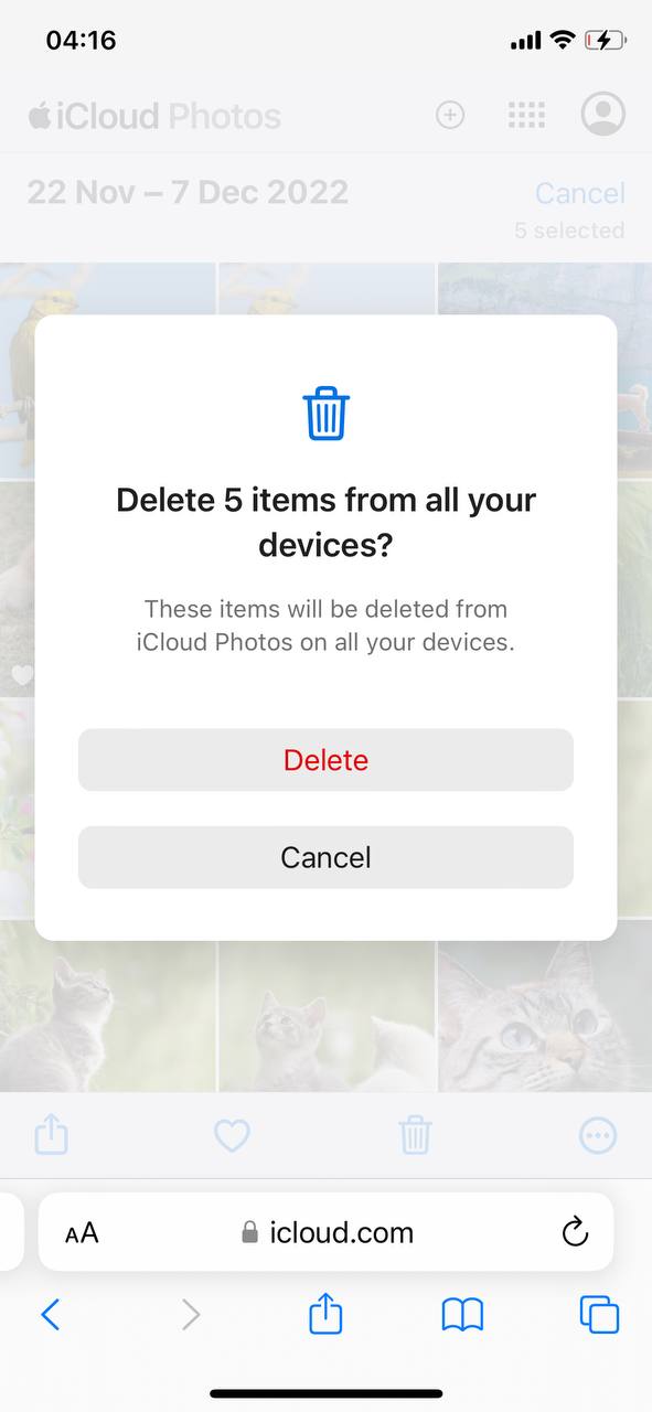 Delete iCLoud photos
