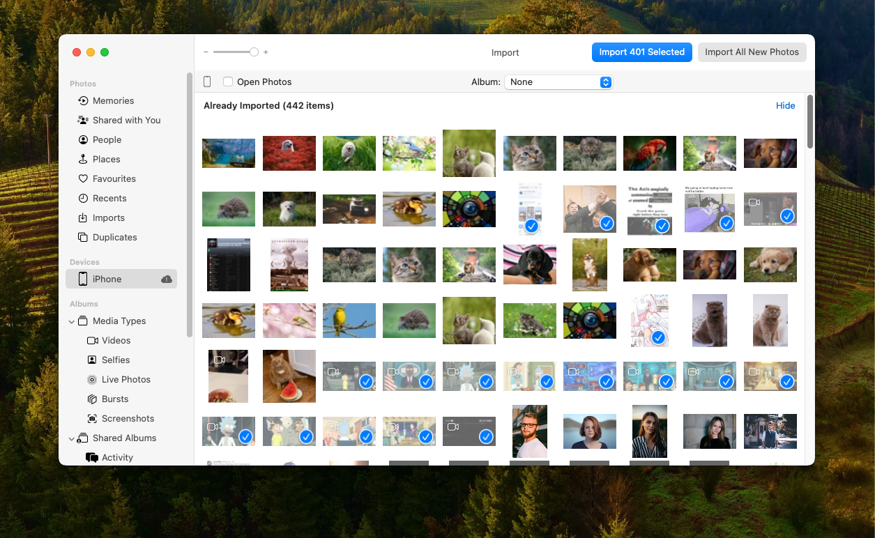 Select Photos to Import on Mac