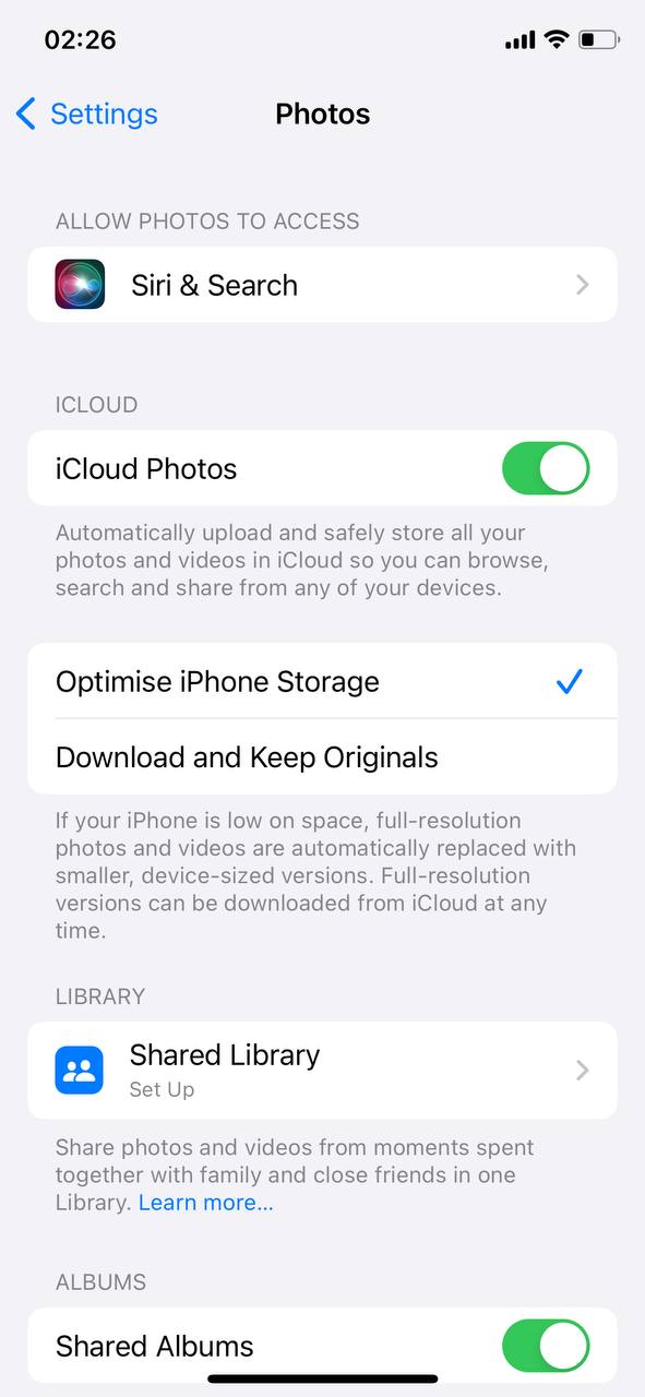 Select 'Optimize iPhone Storage'