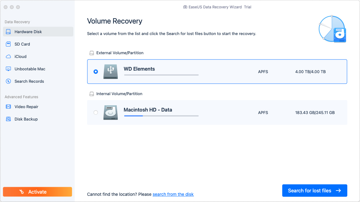 easeus data recovery mac