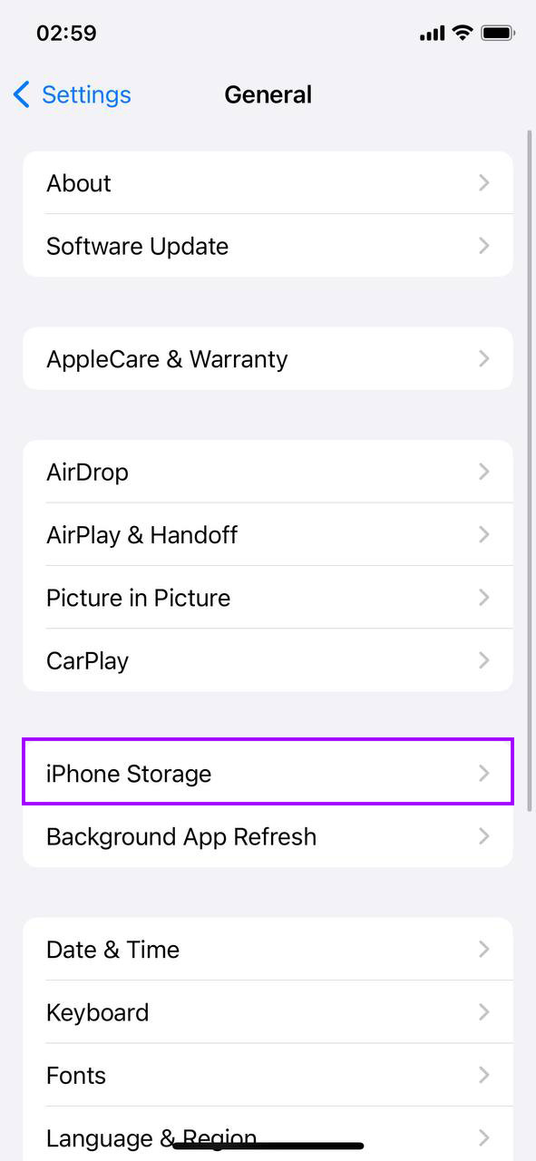 find iPhone storage