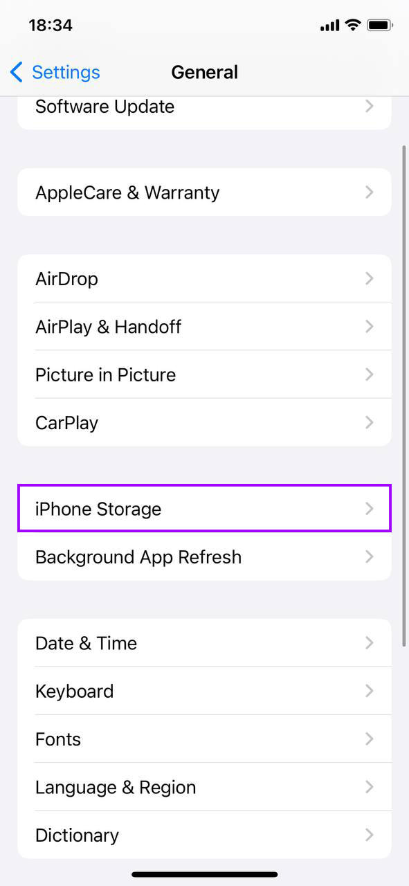 select 'iPhone Storage'