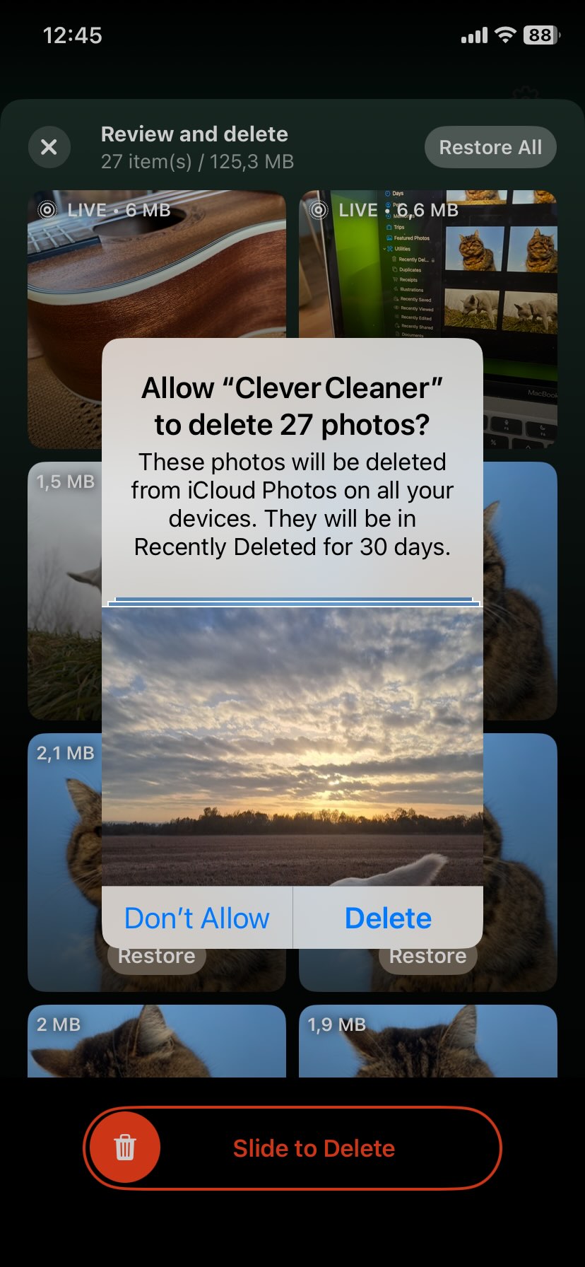 Confirm deletion