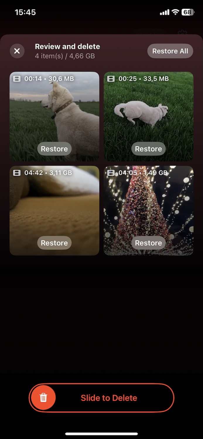 Slide to Delete in Clever Cleaner