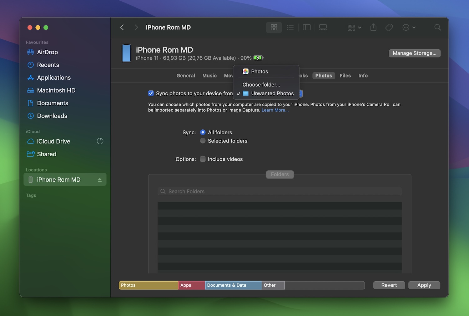 Select the empty folder