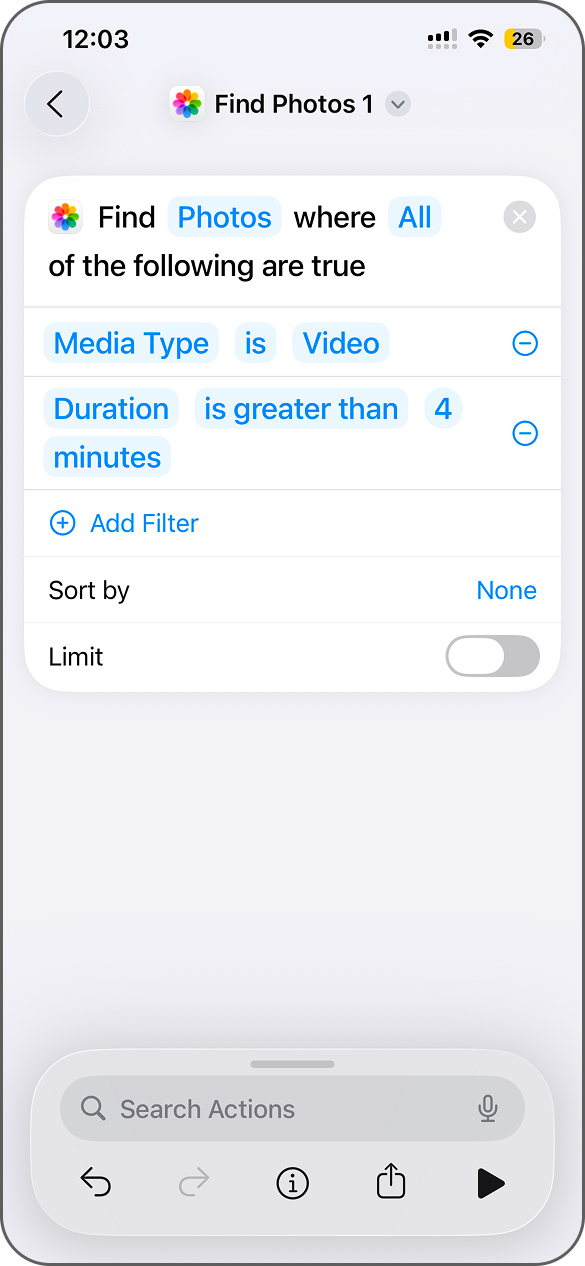 Add Duration filter greater than N