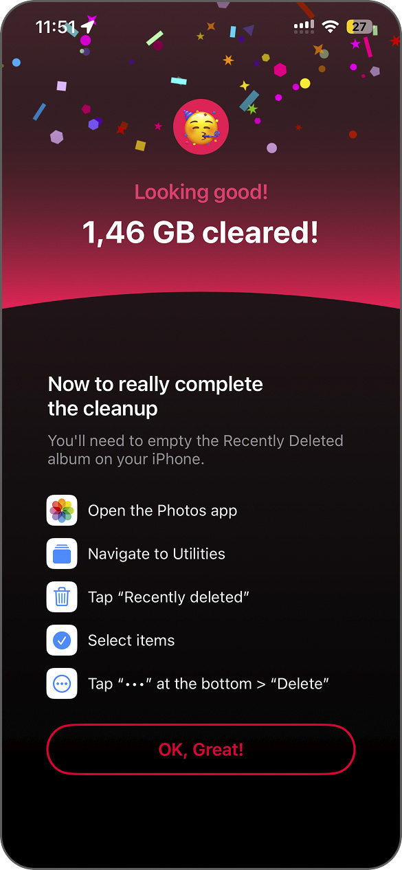 Cleanup complete with storage freed