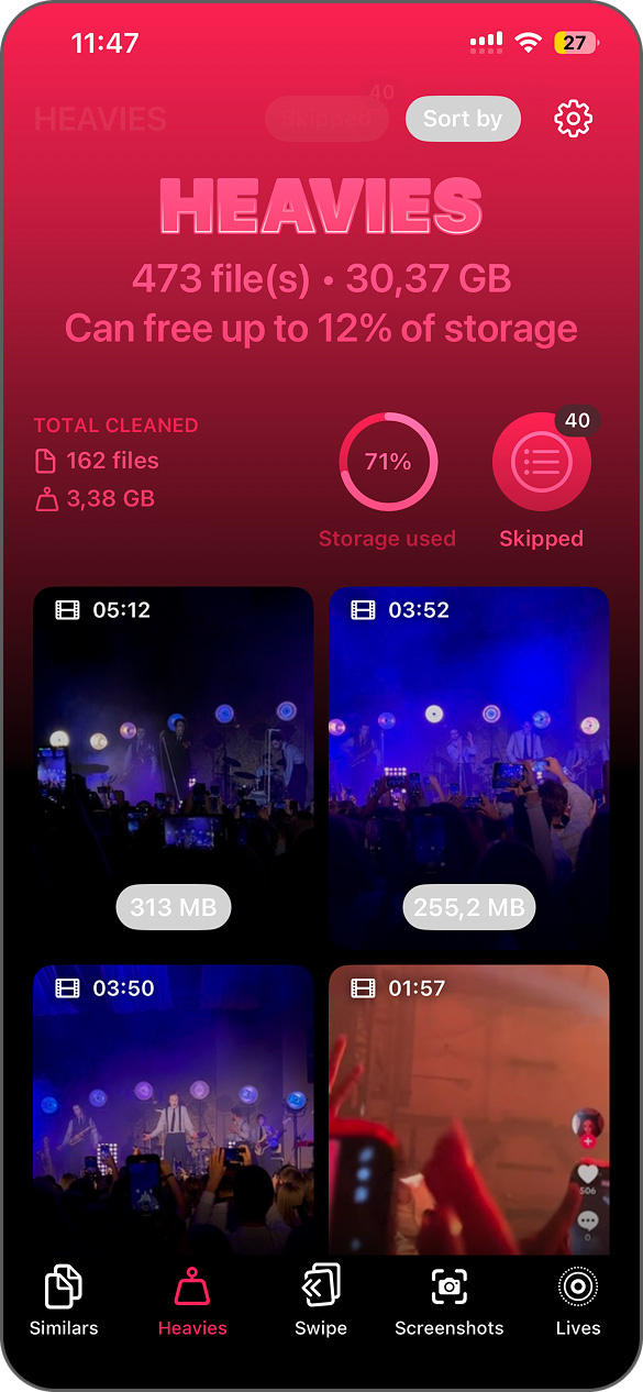 Open Heavies category in Clever Cleaner