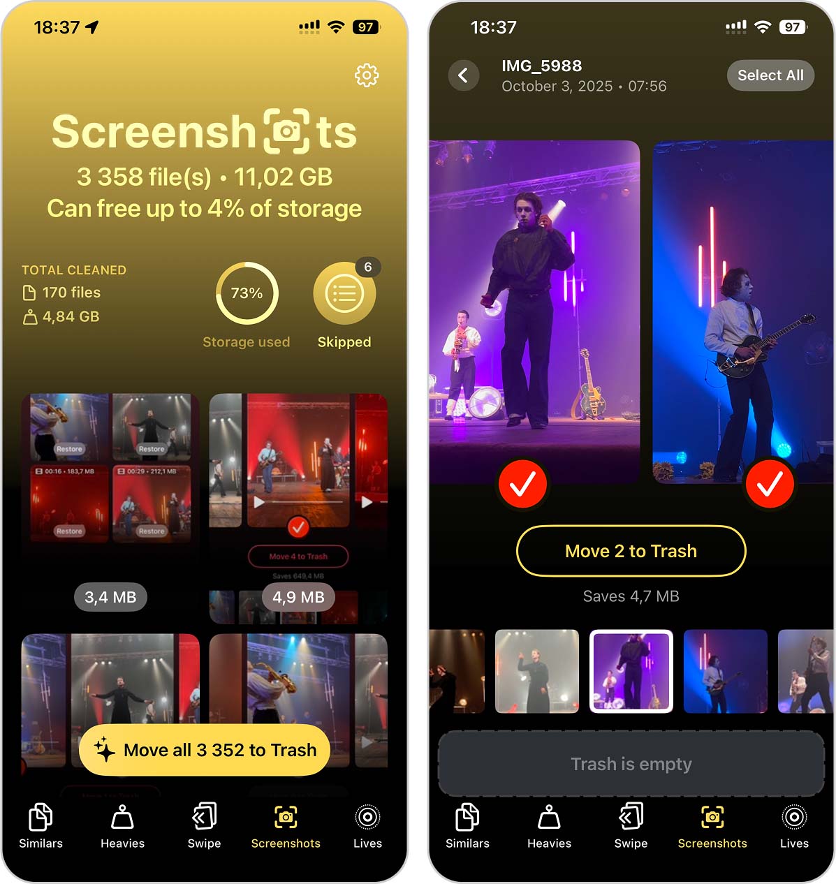Screenshots module in Clever Cleaner