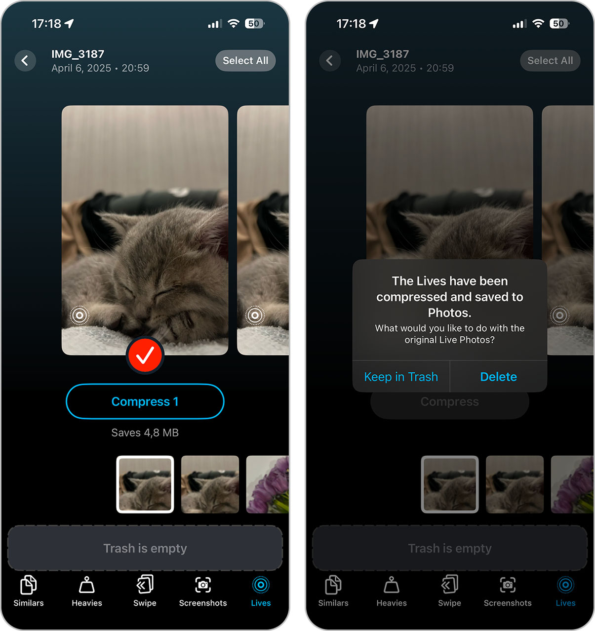 Compressing a Live Photo in Clever Cleaner