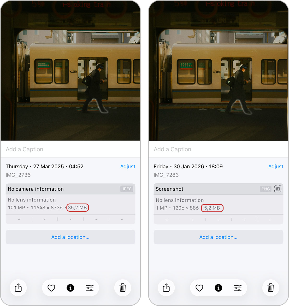 Smaller screenshot copy saved to Photos app