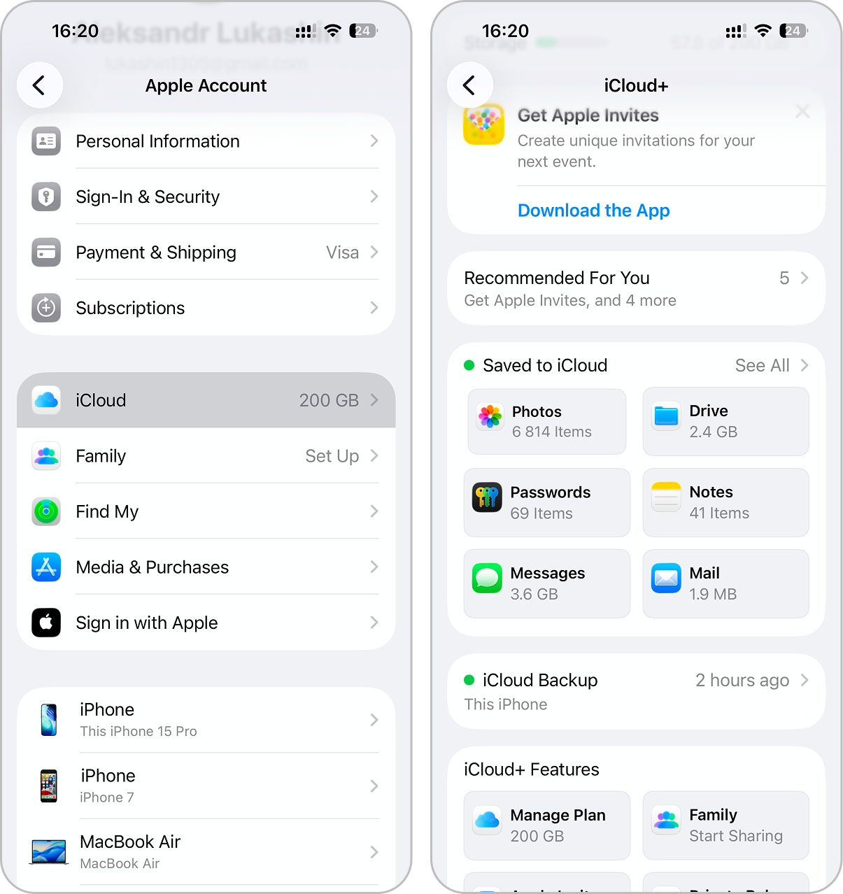 Opening iCloud Photos settings on iPhone