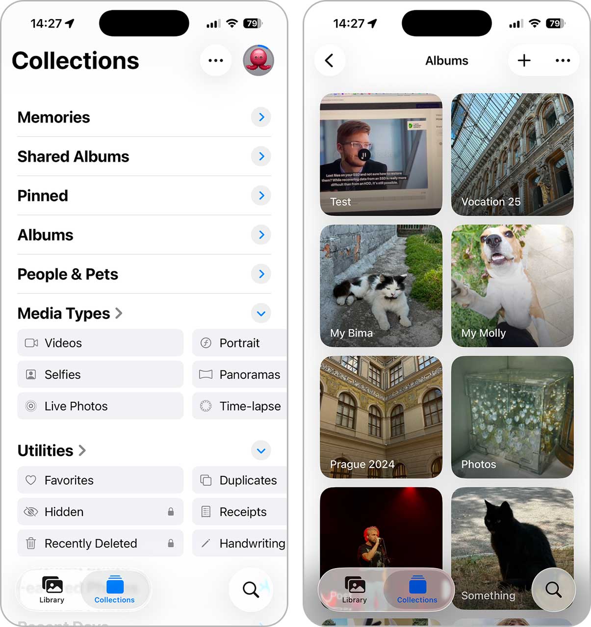 Opening Albums in the iPhone Photos app