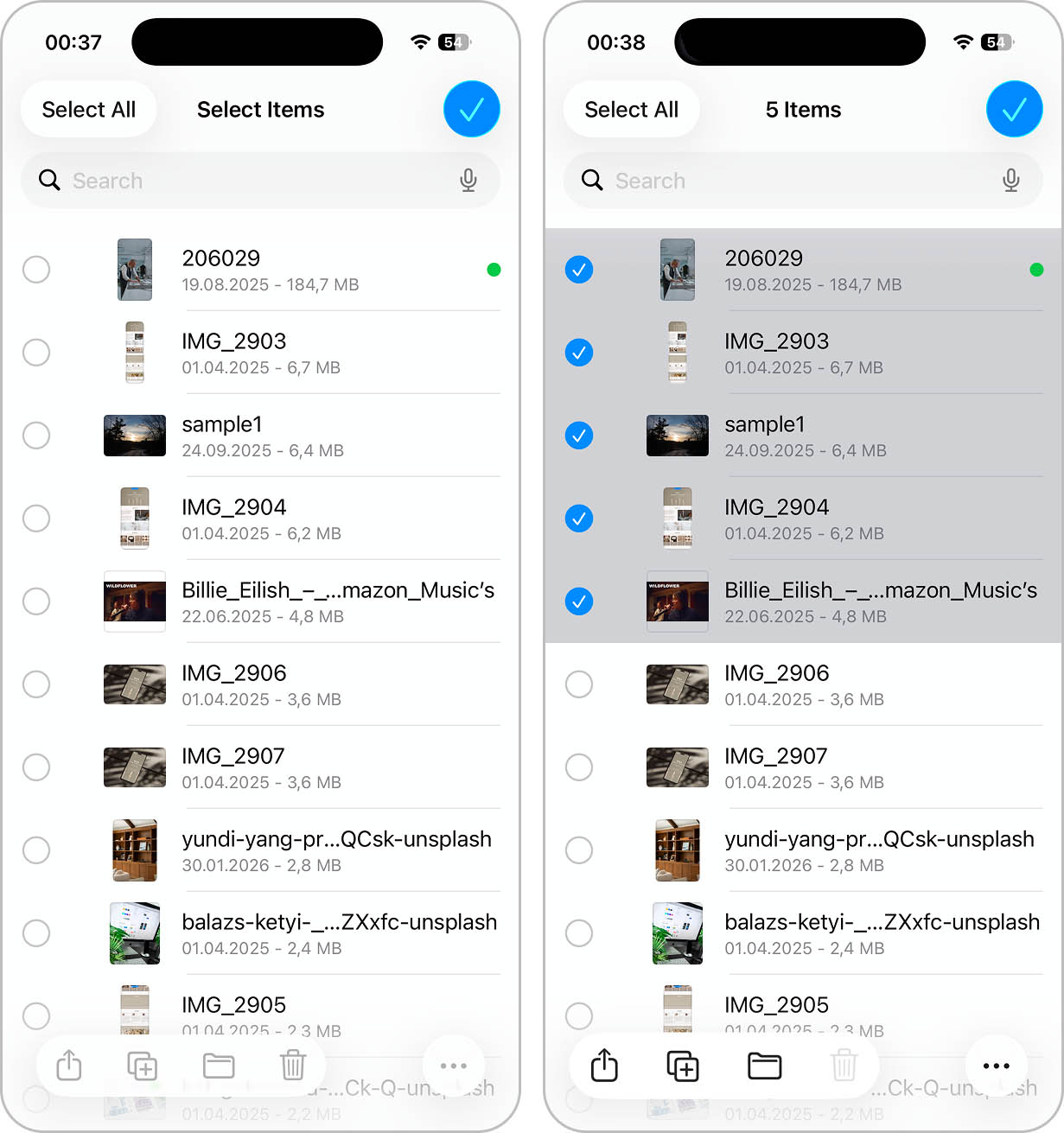 select and delete files