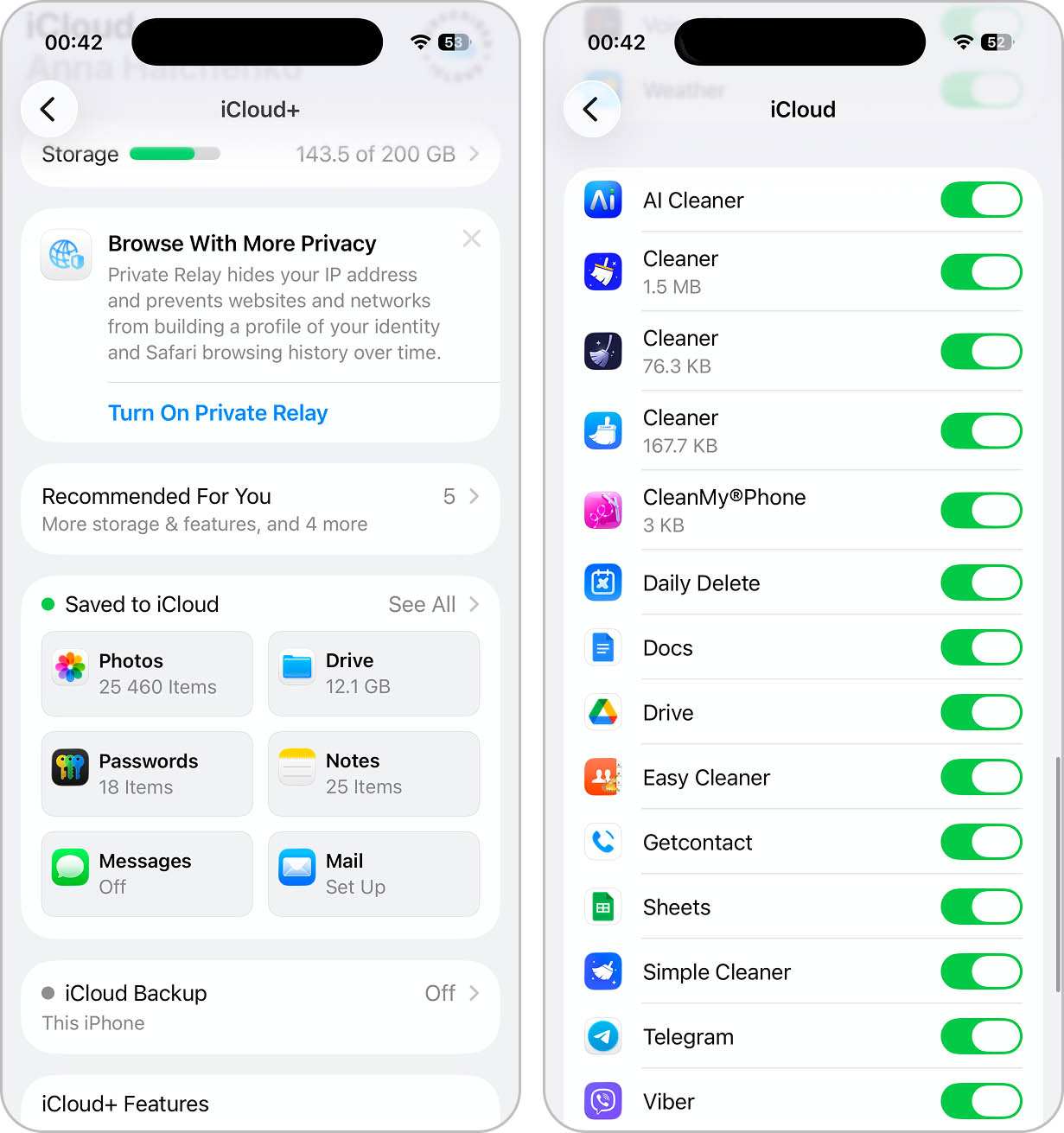 sync apps with icloud