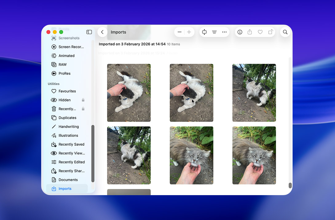 Imported photos result after deleting items from iPhone