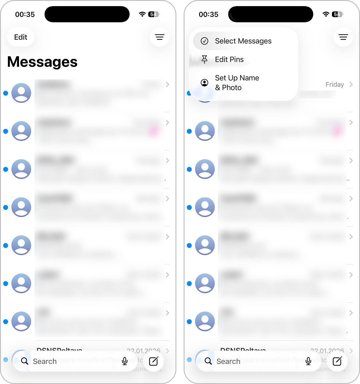 select messages in messages app