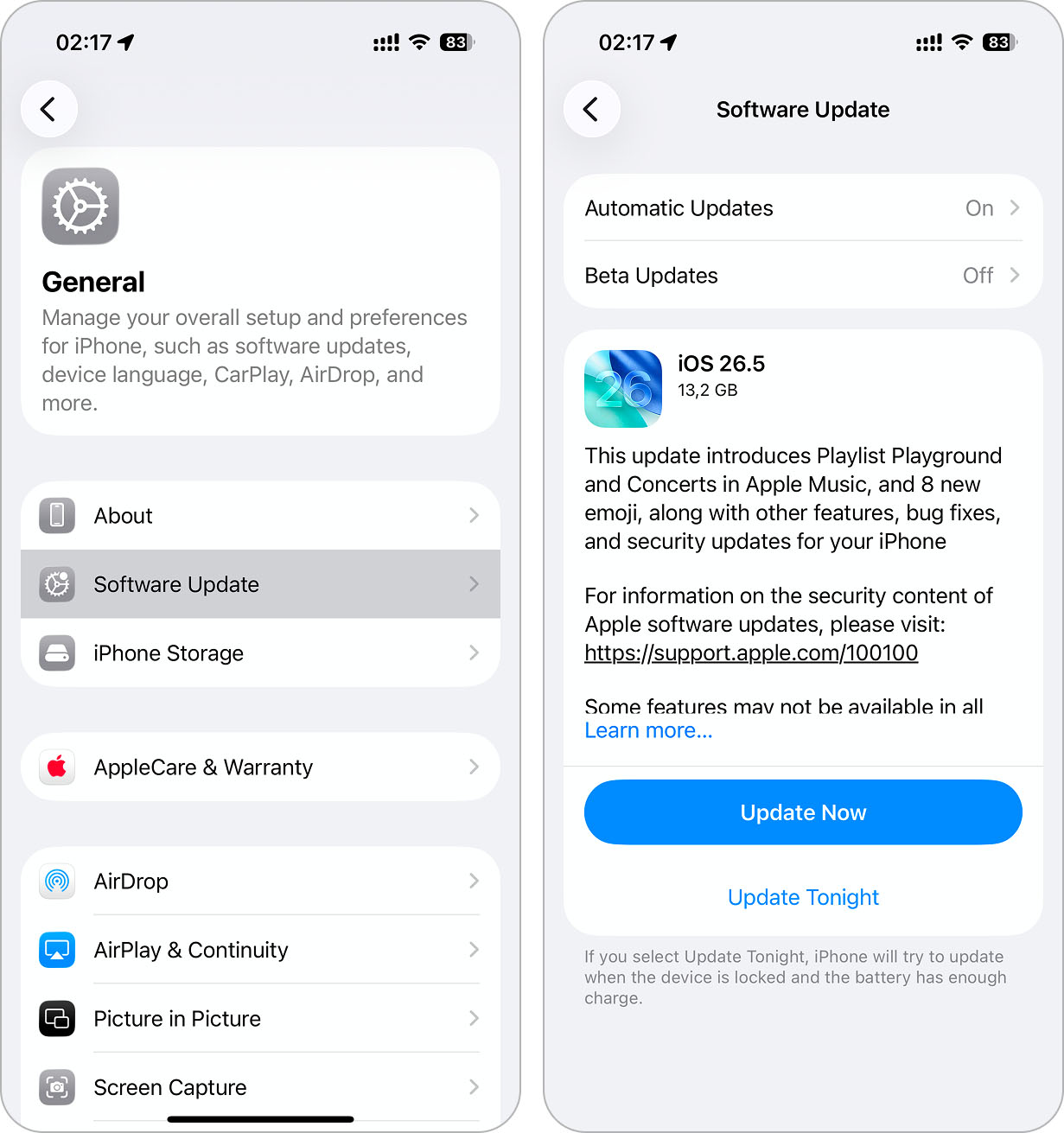 Check for software update on iPhone.