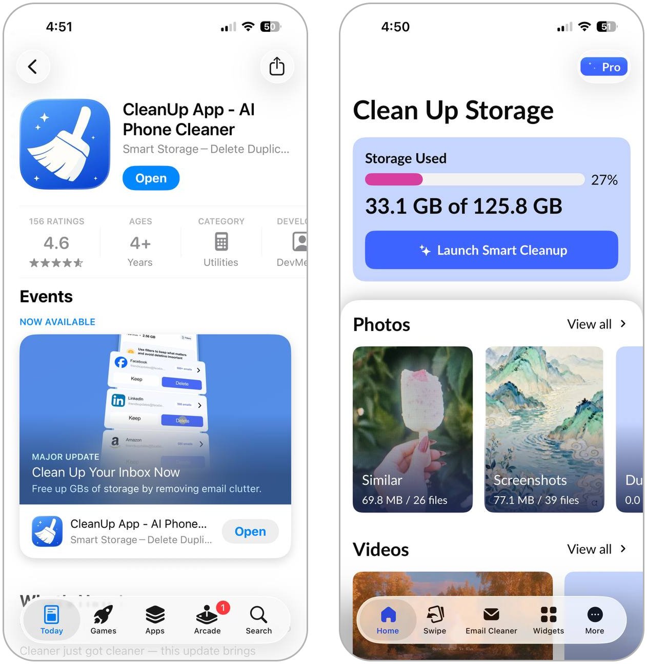 Opening Cleanup App on iPhone.
