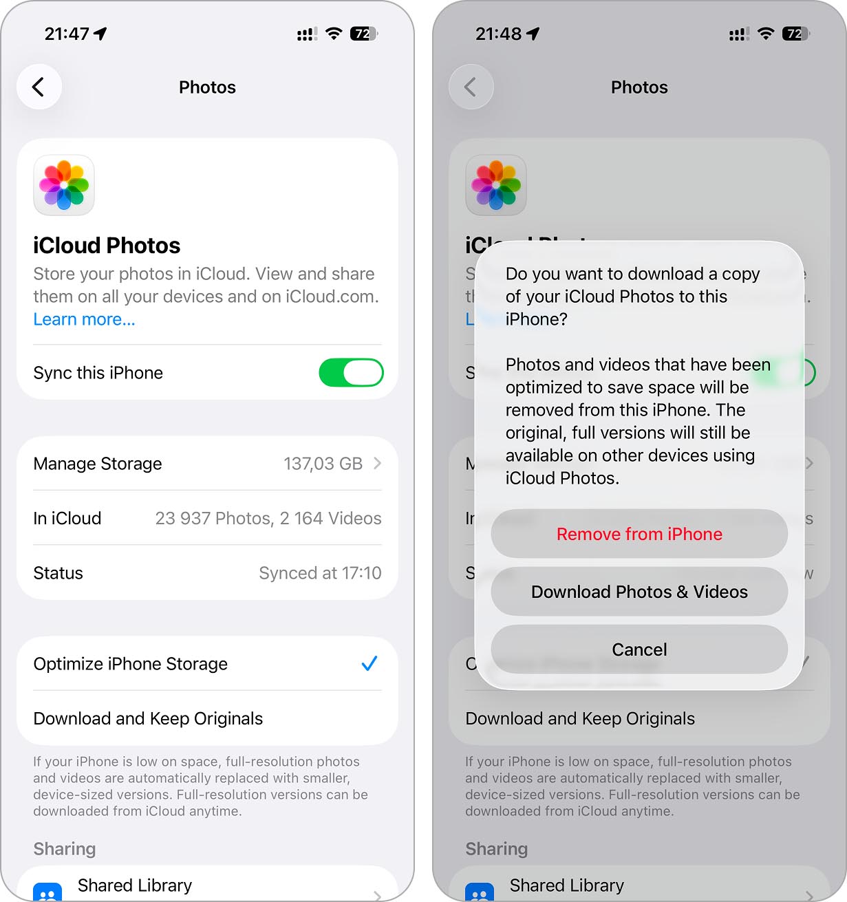 Disable sync this iPhone feature
