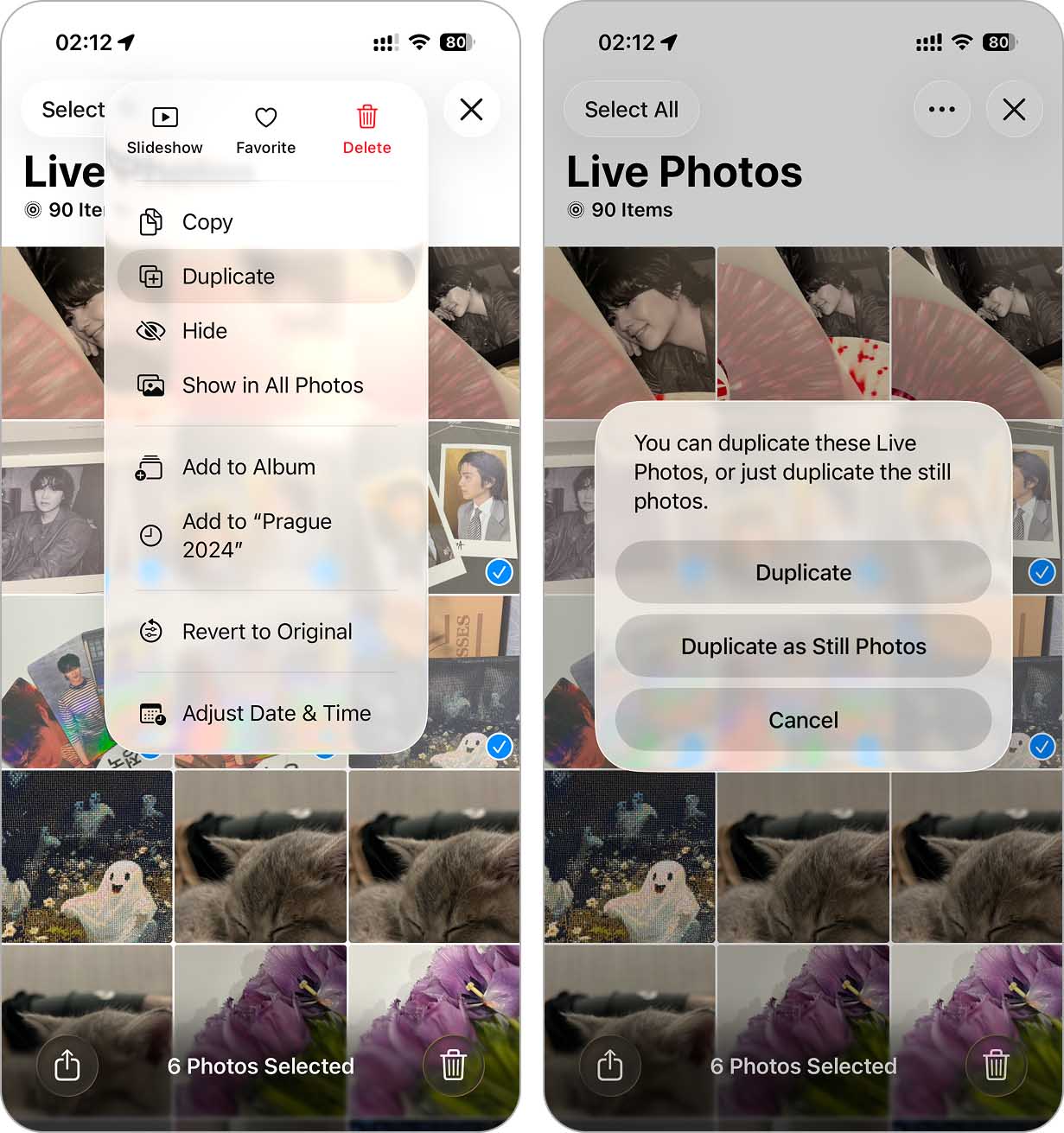 Duplicate Live Photos as still photos