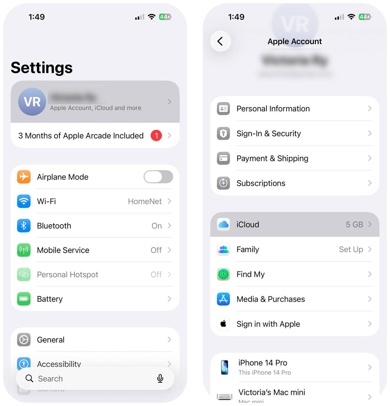 Select iCloud