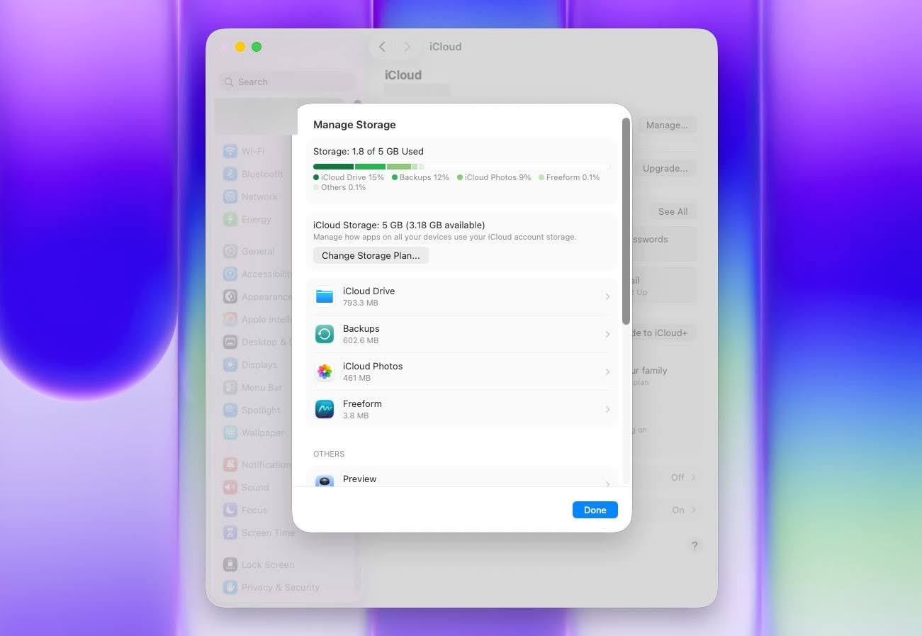 Manage iCloud on Mac