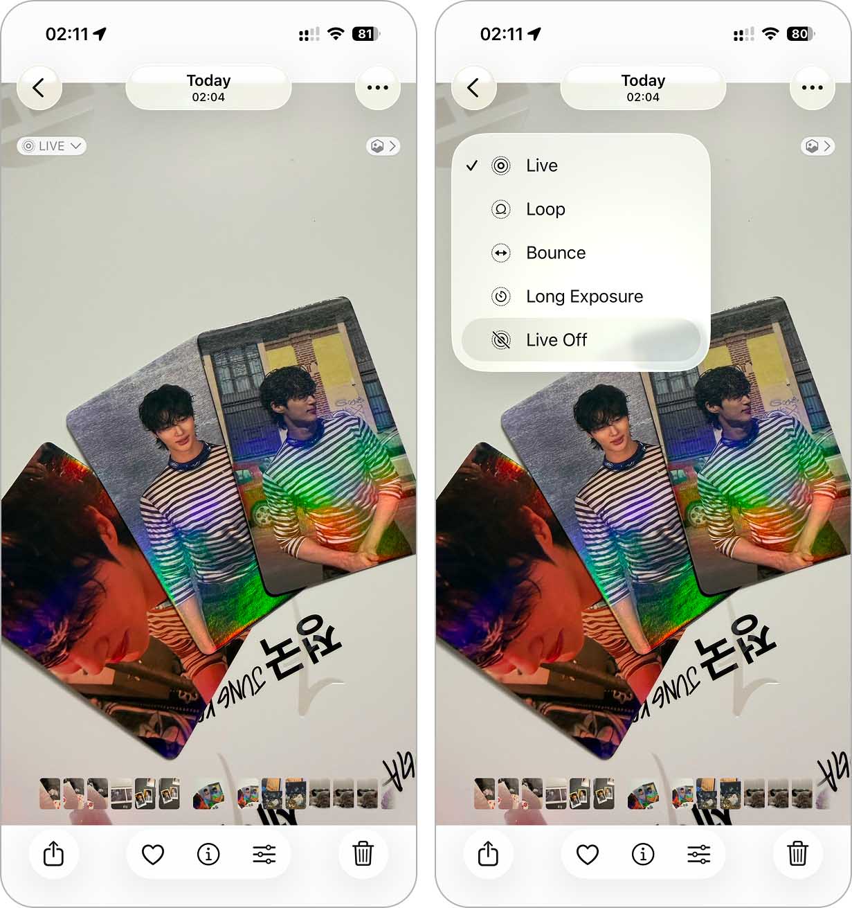 Turn off Live Photo effect