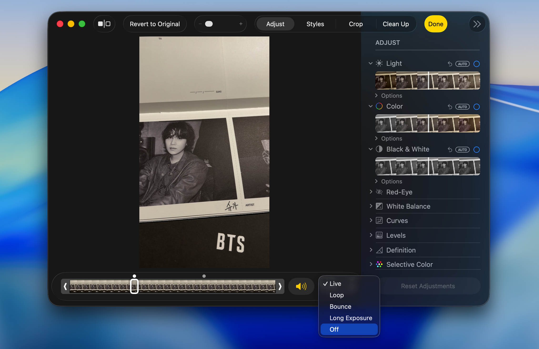 Turn off Live Photo on Mac