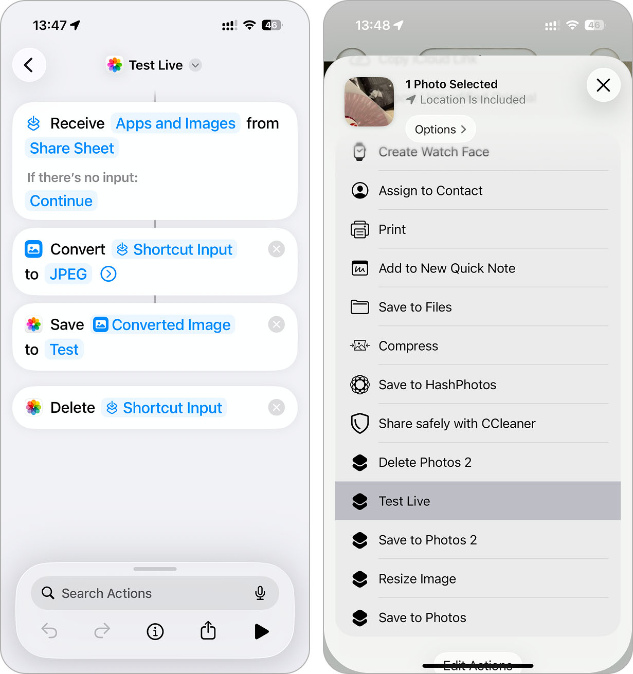 Add Live Photo conversion Shortcut to Share Sheet