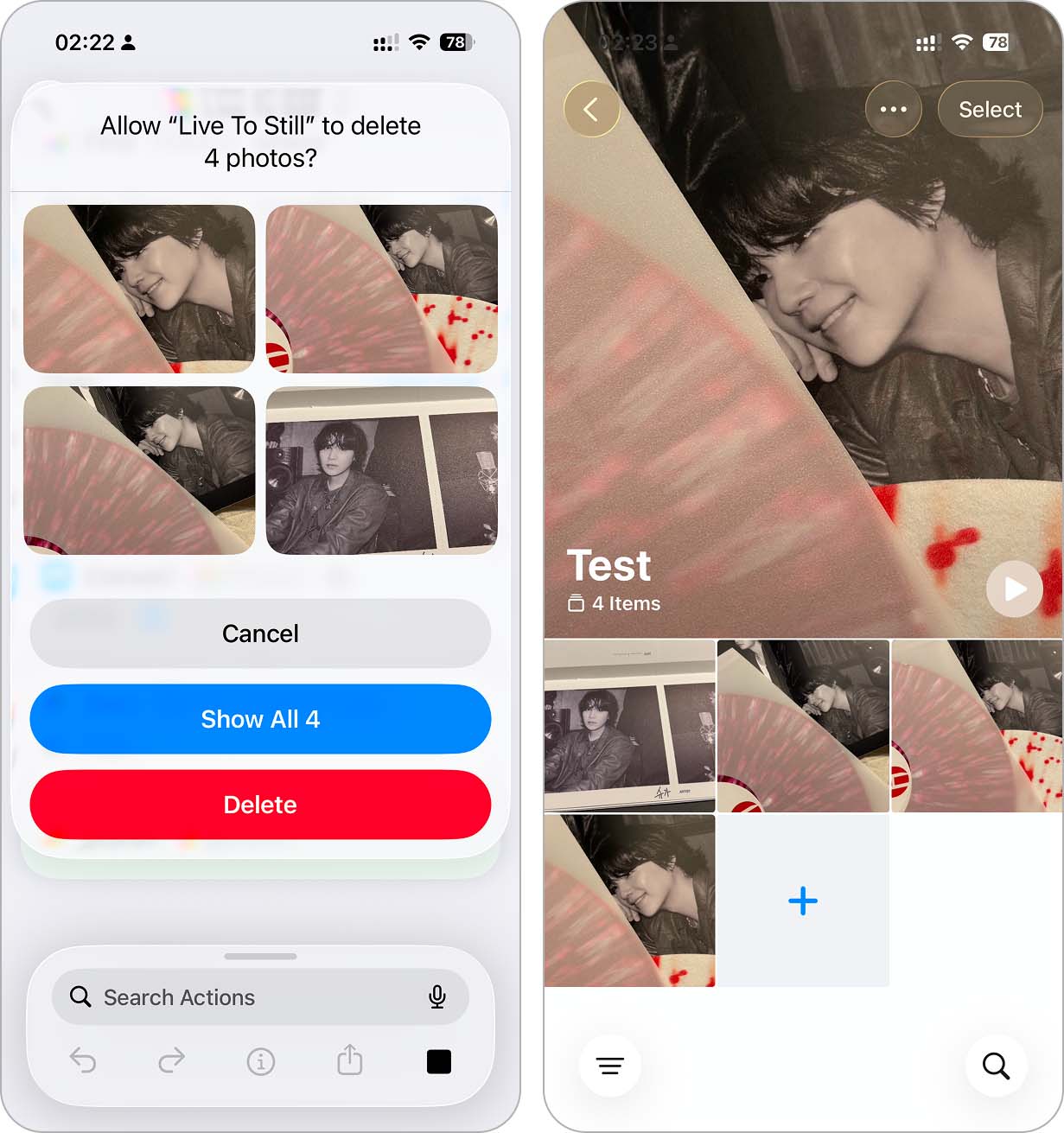 Run Shortcut and view converted still images