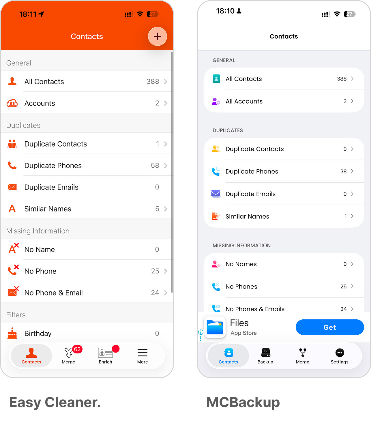 Viewing alternatives to Cleanup Duplicate Contacts.