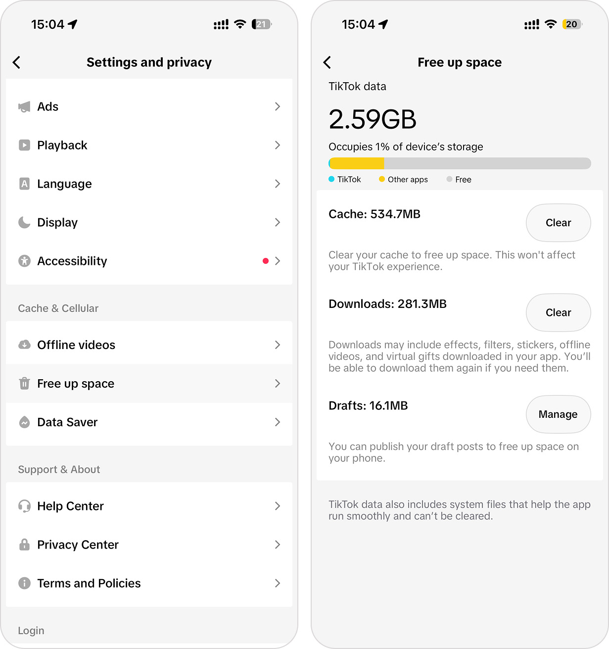 Clear app cache in app