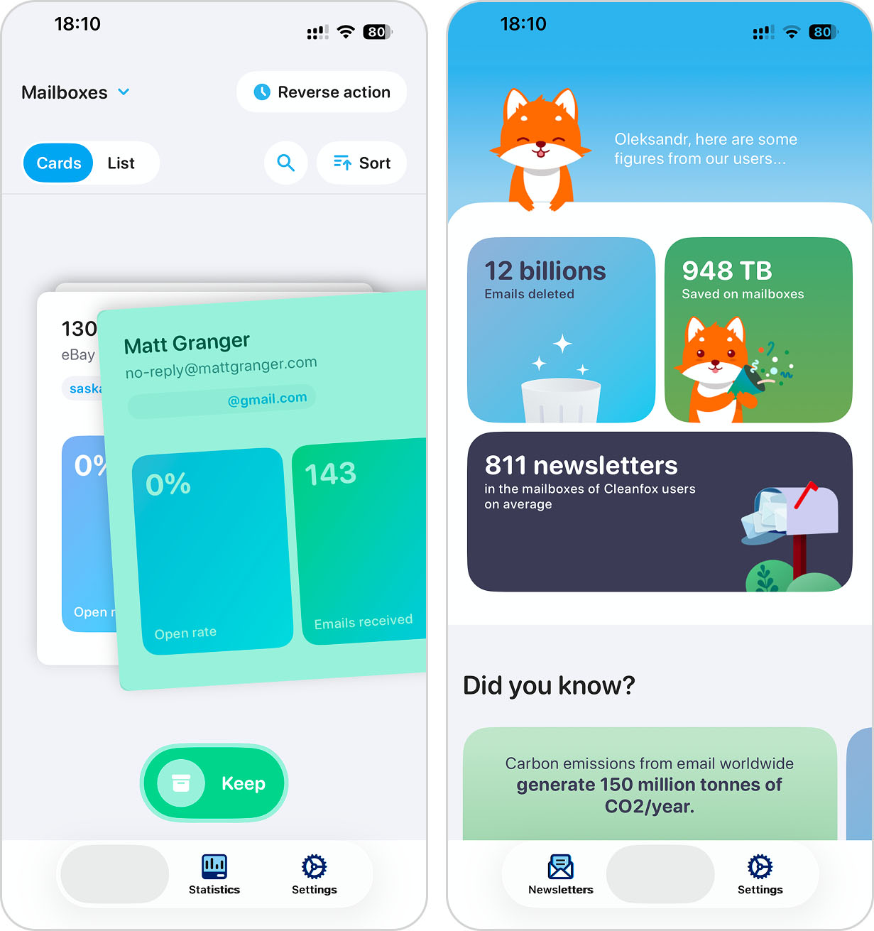 Cleanfox app for iPhone.