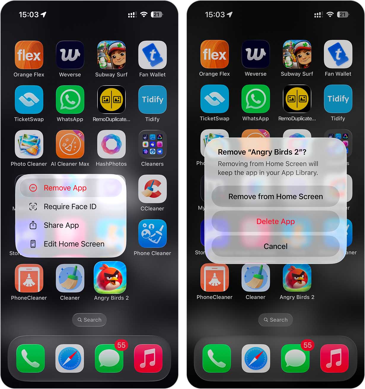 Delete app from Home Screen