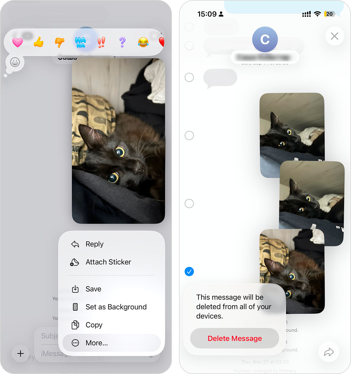 Delete message attachments