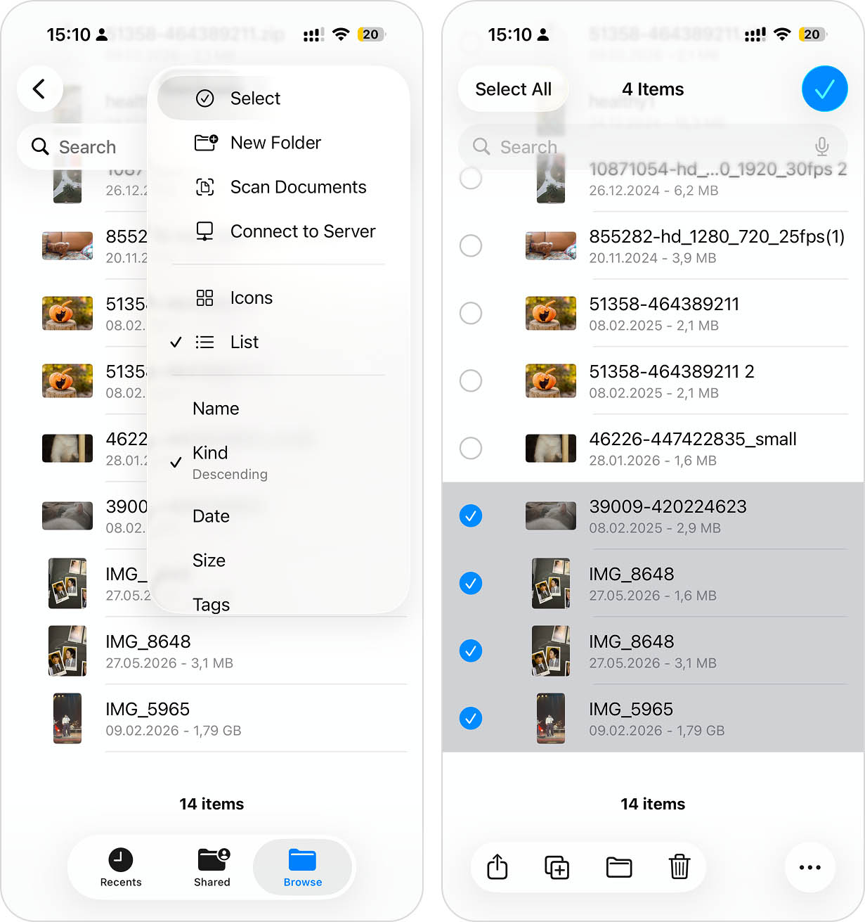 Delete files in Files app