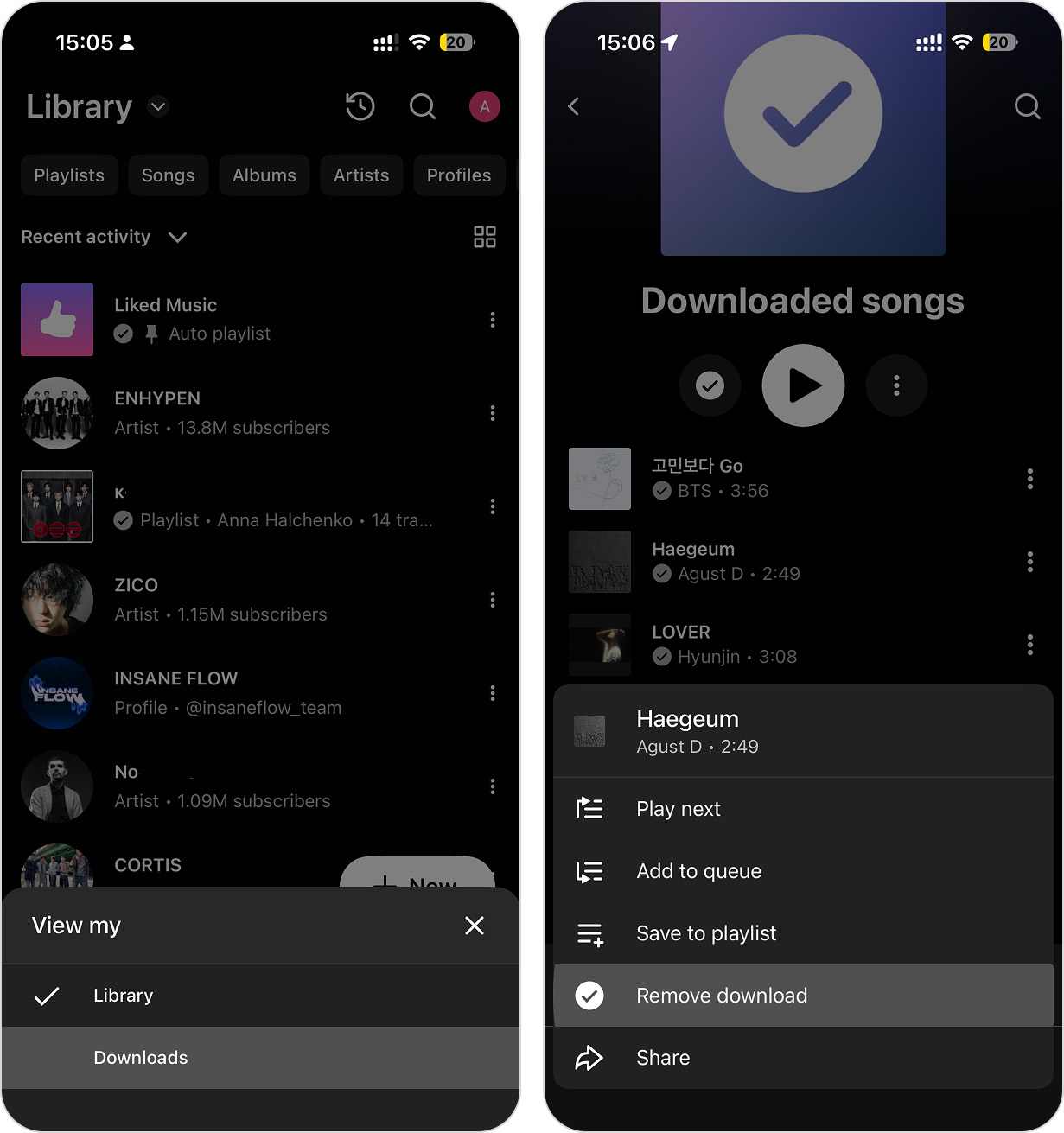 Remove downloaded content
